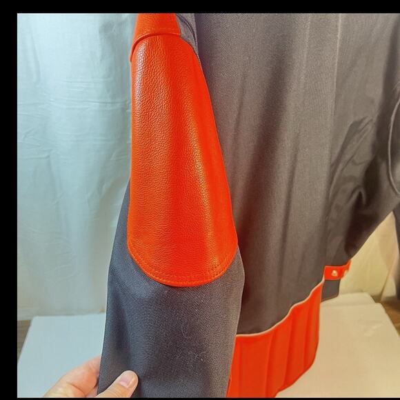 Hillside Men's Vented Leather & Cordura Jacket, Biker Jacket Sz 48, Orange Black - Picture 8 of 14